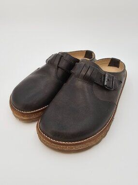 Haflinger Vision Sandal Mules Brown Leather Cork Shoes Women's Size 37 US 6